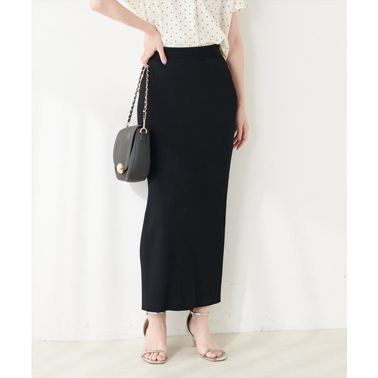 【natural couture】UVカット付きリブニットタイトスカート | NICE CLAUP / OLIVE des OLIVE　OUTLET | 詳細画像1 