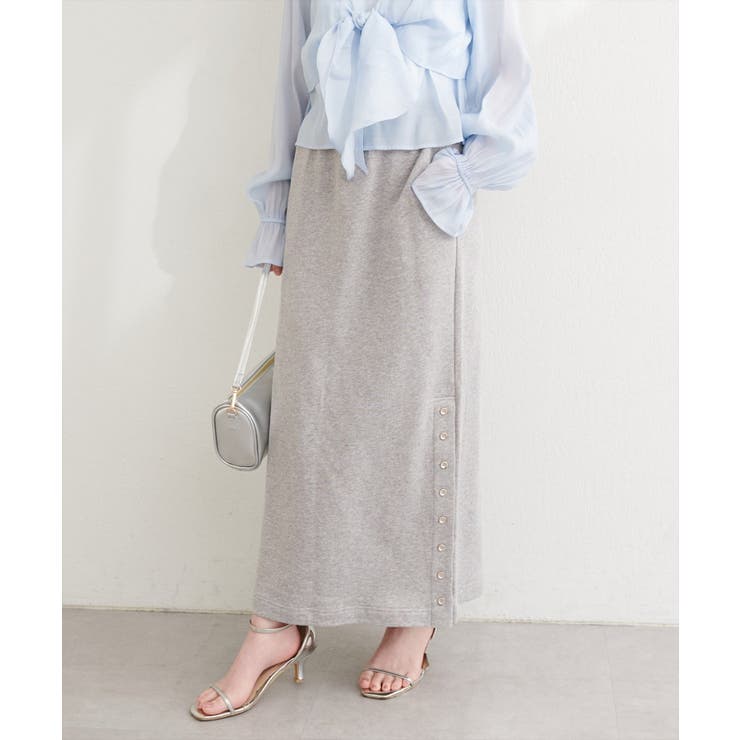 グレー | 【natural couture】スリット釦ナロースカート | NICE CLAUP / OLIVE des OLIVE　OUTLET