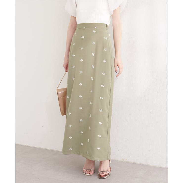 【natural couture】花柄ツイルナロースカート | NICE CLAUP / OLIVE des OLIVE　OUTLET | 詳細画像4 