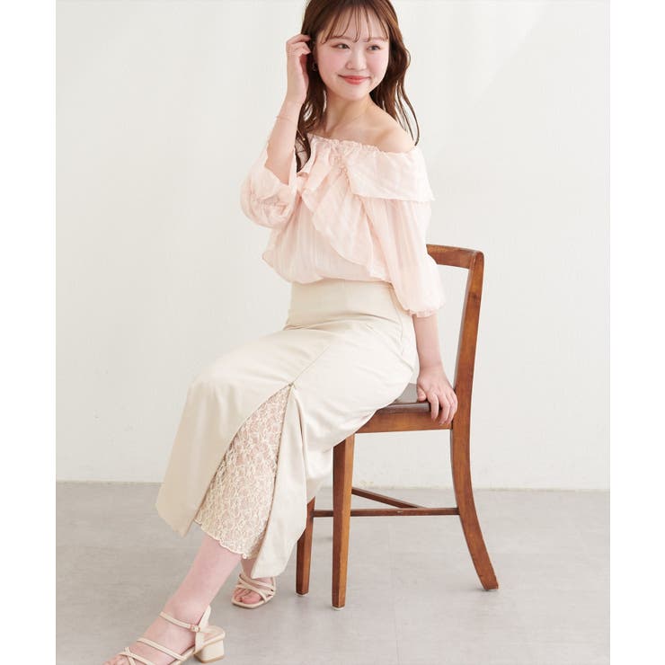 【natural couture】＜mizumami＞スリットレーススカート | NICE CLAUP / OLIVE des OLIVE　OUTLET | 詳細画像2 