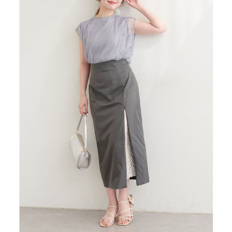チャコール | 【natural couture】＜mizumami＞スリットレーススカート | NICE CLAUP / OLIVE des OLIVE　OUTLET