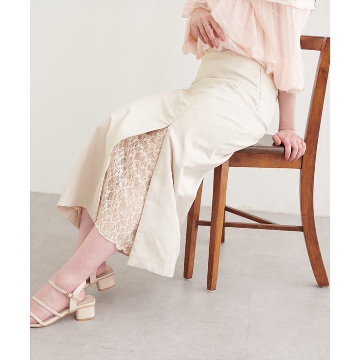 アイボリー | 【natural couture】＜mizumami＞スリットレーススカート | NICE CLAUP / OLIVE des OLIVE　OUTLET