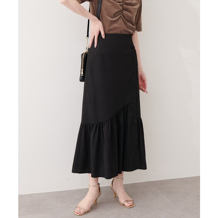 ブラック | 【natural couture】フロントボタンマーメイドスカート | NICE CLAUP / OLIVE des OLIVE　OUTLET