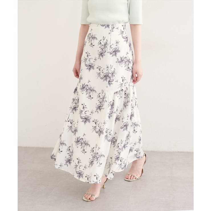 ホワイト系 | 【natural couture】フラワーマーメイドギャザースカート | NICE CLAUP / OLIVE des OLIVE　OUTLET