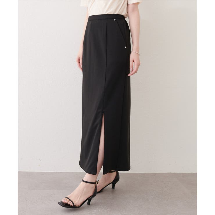 【natural couture】きれいめポンチサイドスリットタイトスカート | NICE CLAUP / OLIVE des OLIVE　OUTLET | 詳細画像1 