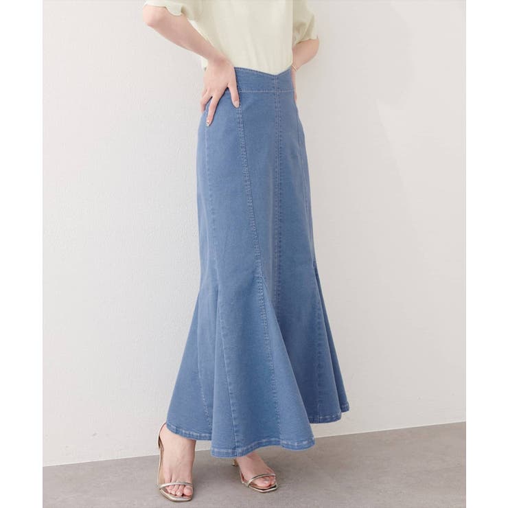 ブルー | 【natural couture】ハートウエストマーメイドデニムスカート | NICE CLAUP / OLIVE des OLIVE　OUTLET