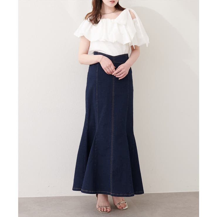 インディゴブルー | 【natural couture】ハートウエストマーメイドデニムスカート | NICE CLAUP / OLIVE des OLIVE　OUTLET