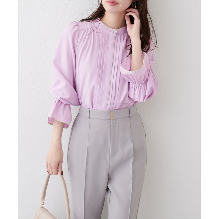 【natural couture】配色パイピングタックブラウス | NICE CLAUP / OLIVE des OLIVE　OUTLET | 詳細画像3 