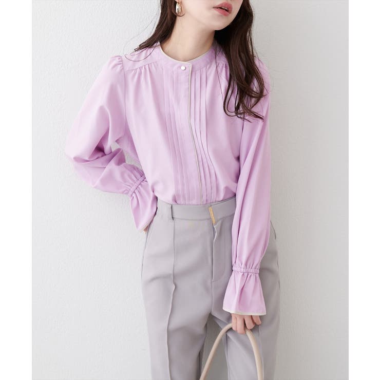 ピンク | 【natural couture】配色パイピングタックブラウス | NICE CLAUP / OLIVE des OLIVE　OUTLET
