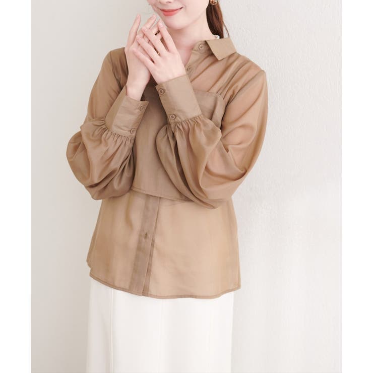 モカ | 【natural couture】＜osono＞ビスチェ+シャツSET | NICE CLAUP / OLIVE des OLIVE　OUTLET
