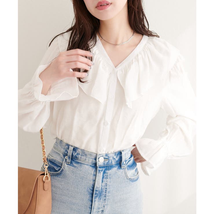 【natural couture】前後2way フリルカラーブラウス | NICE CLAUP / OLIVE des OLIVE　OUTLET | 詳細画像1 