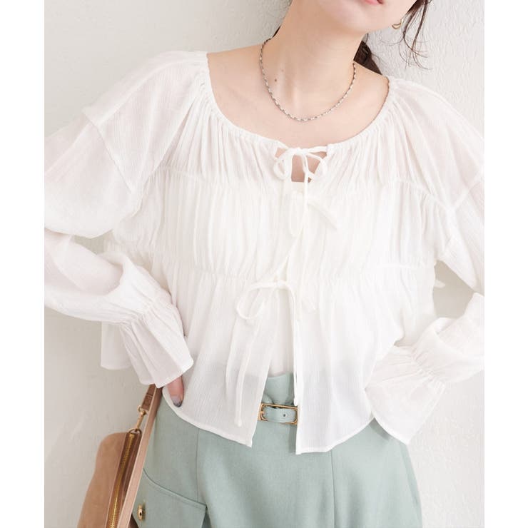 楊柳シャーリングリボンブラウス | NICE CLAUP / OLIVE des OLIVE　OUTLET | 詳細画像4 