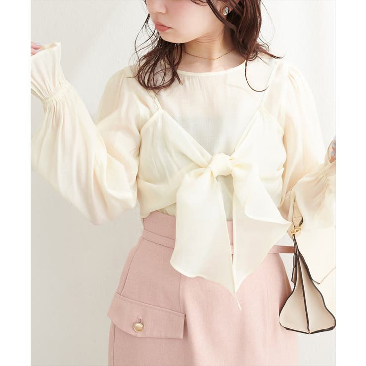 【natural couture】リボンビスチェ+ブラウス セット | NICE CLAUP / OLIVE des OLIVE　OUTLET | 詳細画像3 