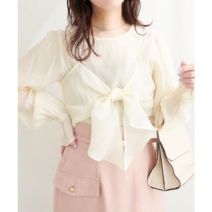 【natural couture】リボンビスチェ+ブラウス セット | NICE CLAUP / OLIVE des OLIVE　OUTLET | 詳細画像4 