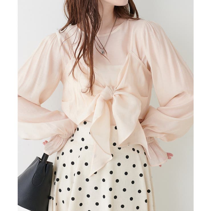 ベージュ | 【natural couture】リボンビスチェ+ブラウス セット | NICE CLAUP / OLIVE des OLIVE　OUTLET