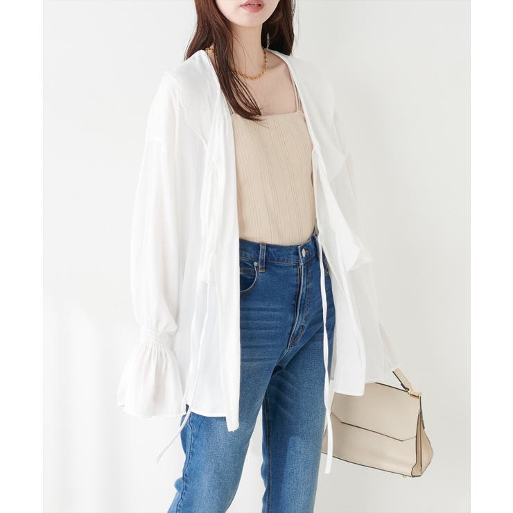 【natural couture】ポリエステルレーヨンフリルシャツ | NICE CLAUP / OLIVE des OLIVE　OUTLET | 詳細画像2 