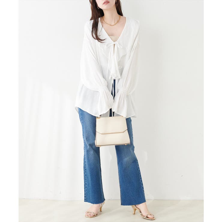 【natural couture】ポリエステルレーヨンフリルシャツ | NICE CLAUP / OLIVE des OLIVE　OUTLET | 詳細画像4 
