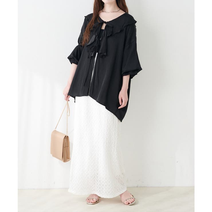 【natural couture】ポリエステルレーヨンフリルシャツ | NICE CLAUP / OLIVE des OLIVE　OUTLET | 詳細画像16 