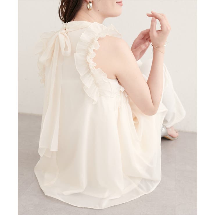 アイボリー | 【natural couture】バックリボンノースリチュニック | NICE CLAUP / OLIVE des OLIVE　OUTLET