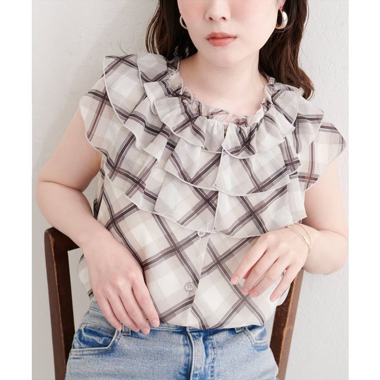 【natural couture】フリルカラーノースリブラウス | NICE CLAUP / OLIVE des OLIVE　OUTLET | 詳細画像5 