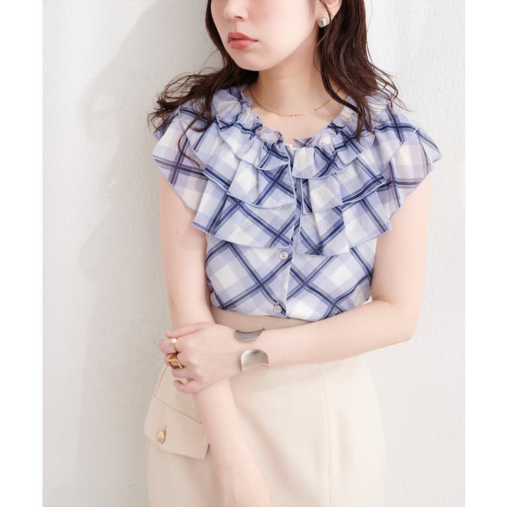【natural couture】フリルカラーノースリブラウス | NICE CLAUP / OLIVE des OLIVE　OUTLET | 詳細画像9 