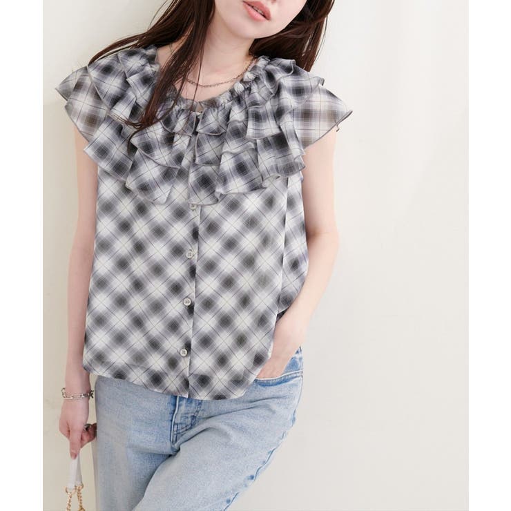【natural couture】フリルカラーノースリブラウス | NICE CLAUP / OLIVE des OLIVE　OUTLET | 詳細画像13 