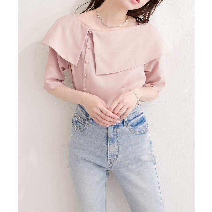 ピンク | 【natural couture】接触冷感マシンウォッシャブル防シワアシメネック | NICE CLAUP / OLIVE des OLIVE　OUTLET