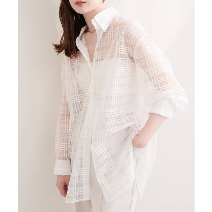 【natural couture】シアーチェックシャツ | NICE CLAUP / OLIVE des OLIVE　OUTLET | 詳細画像4 
