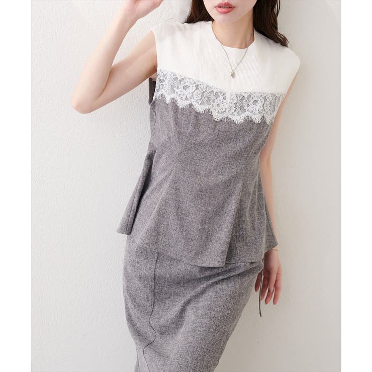 【natural couture】レース切替ペプラムTOPS | NICE CLAUP / OLIVE des OLIVE　OUTLET | 詳細画像3 