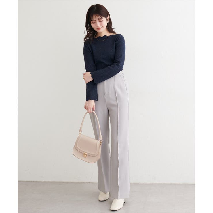 【natural couture】スカラップラメニット | NICE CLAUP / OLIVE des OLIVE　OUTLET | 詳細画像4 