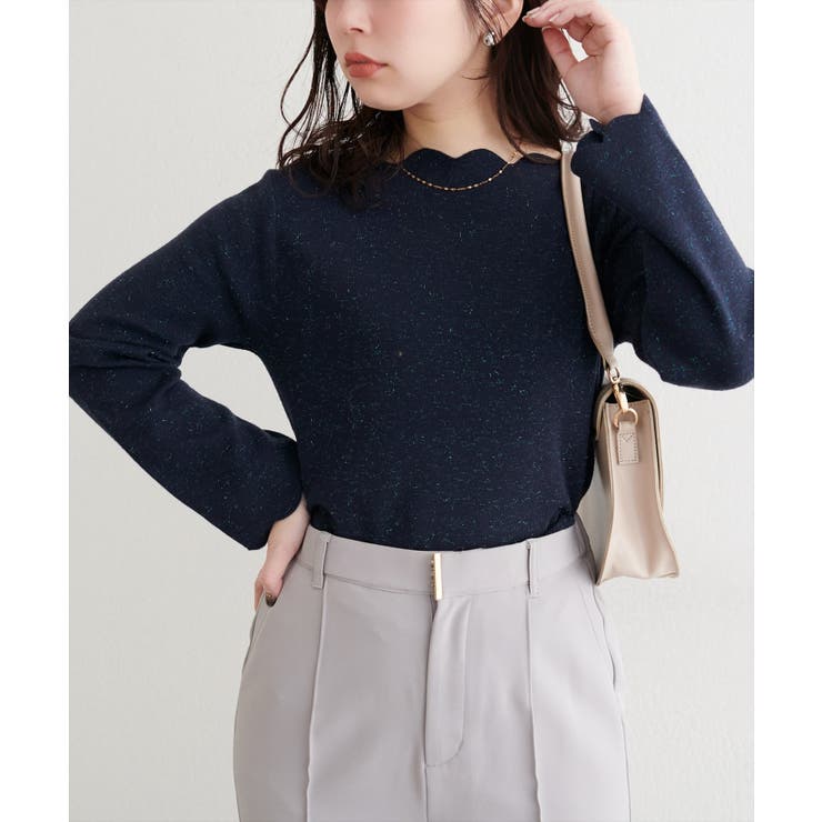 【natural couture】スカラップラメニット | NICE CLAUP / OLIVE des OLIVE　OUTLET | 詳細画像5 