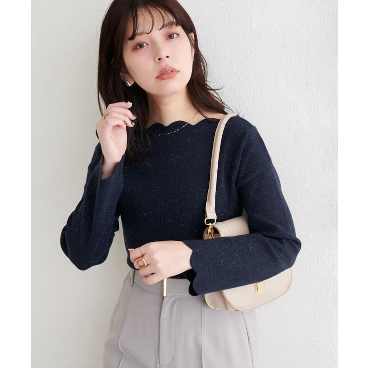 【natural couture】スカラップラメニット | NICE CLAUP / OLIVE des OLIVE　OUTLET | 詳細画像6 