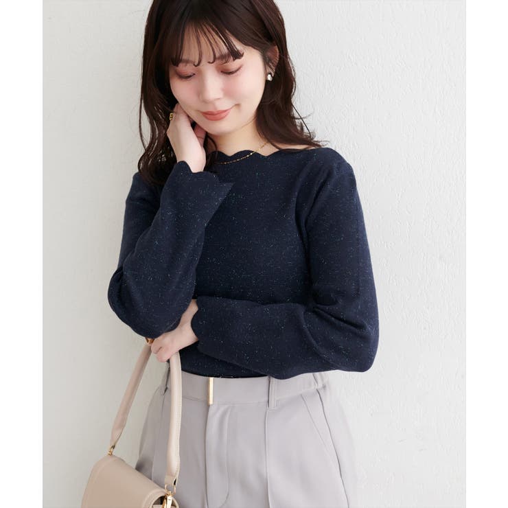 【natural couture】スカラップラメニット | NICE CLAUP / OLIVE des OLIVE　OUTLET | 詳細画像7 