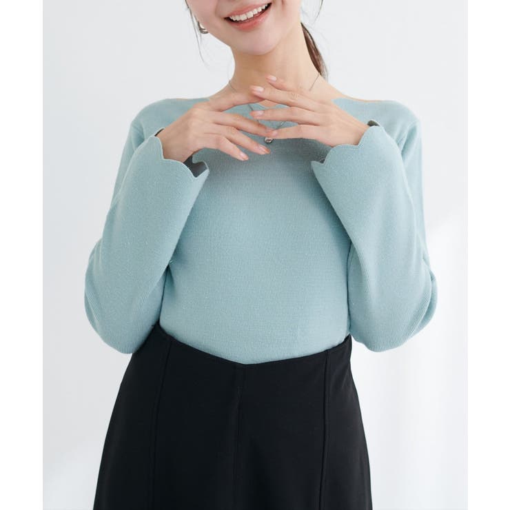 ミント | 【natural couture】スカラップラメニット | NICE CLAUP / OLIVE des OLIVE　OUTLET