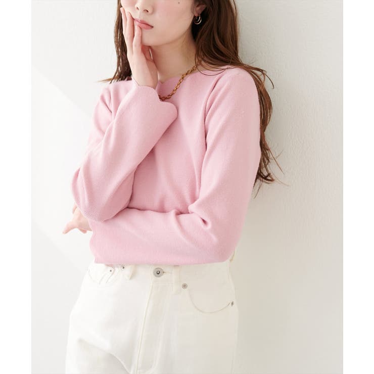 ピンク | 【natural couture】スカラップラメニット | NICE CLAUP / OLIVE des OLIVE　OUTLET