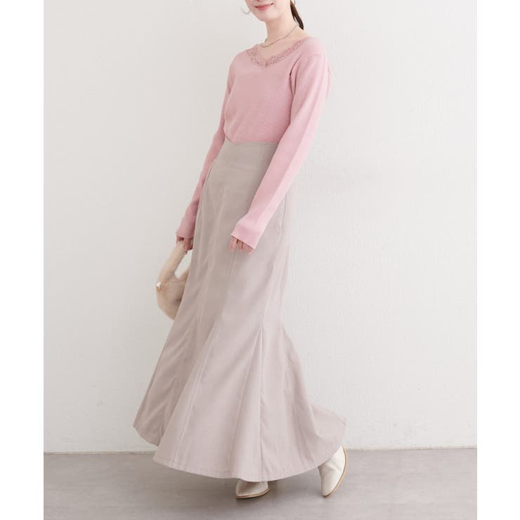 【natural couture】アシメレースネックリブニットプルオーバー | NICE CLAUP / OLIVE des OLIVE　OUTLET | 詳細画像5 