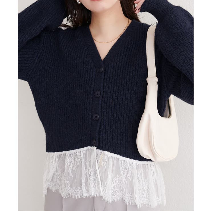 natural couture】裾レースカーディガン[品番：NCLW0018527]｜NICE