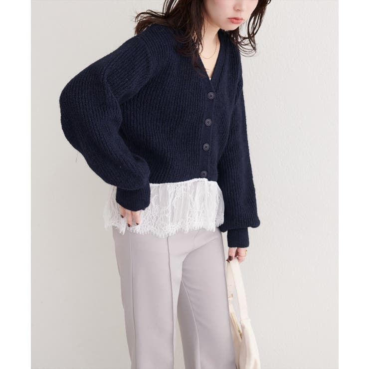【natural couture】裾レースカーディガン | NICE CLAUP / OLIVE des OLIVE　OUTLET | 詳細画像2 