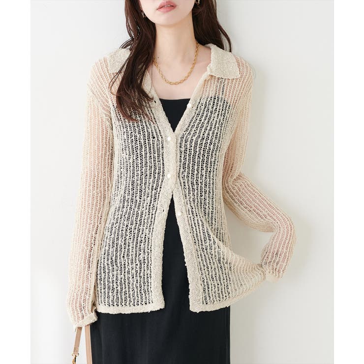 ネップ透かし編みカーデ | NICE CLAUP / OLIVE des OLIVE　OUTLET | 詳細画像1 