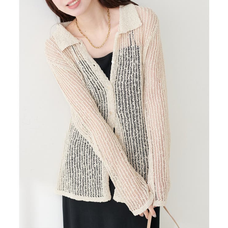 ネップ透かし編みカーデ | NICE CLAUP / OLIVE des OLIVE　OUTLET | 詳細画像4 