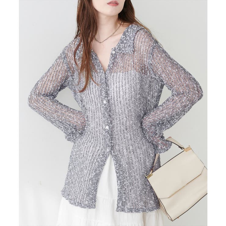 ネップ透かし編みカーデ | NICE CLAUP / OLIVE des OLIVE　OUTLET | 詳細画像7 