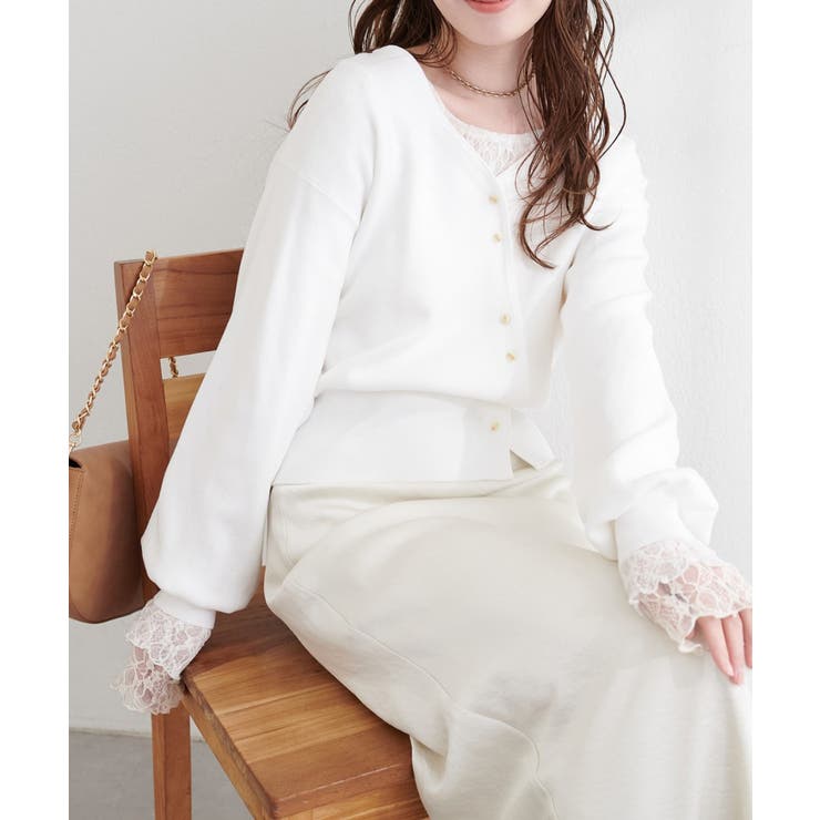【natural couture】アシメデザイン釦カーデ | NICE CLAUP / OLIVE des OLIVE　OUTLET | 詳細画像3 