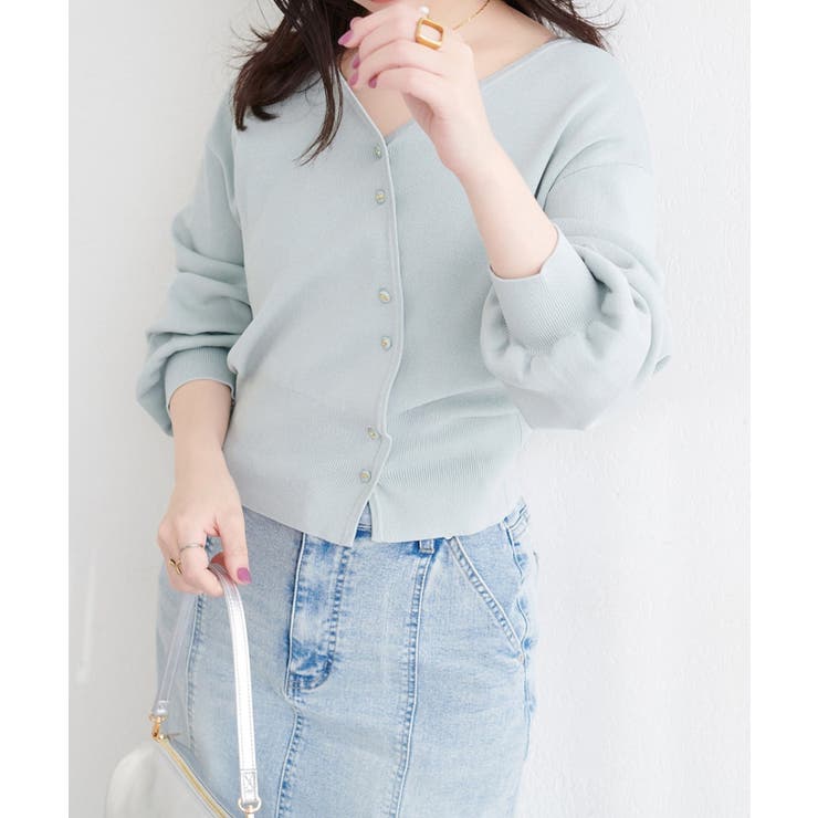 【natural couture】アシメデザイン釦カーデ | NICE CLAUP / OLIVE des OLIVE　OUTLET | 詳細画像10 
