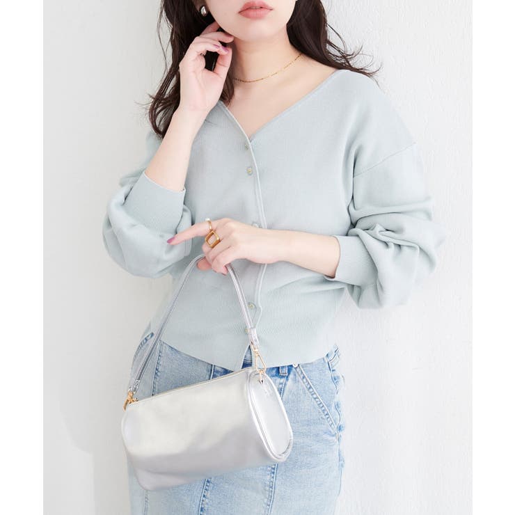 サックス | 【natural couture】アシメデザイン釦カーデ | NICE CLAUP / OLIVE des OLIVE　OUTLET