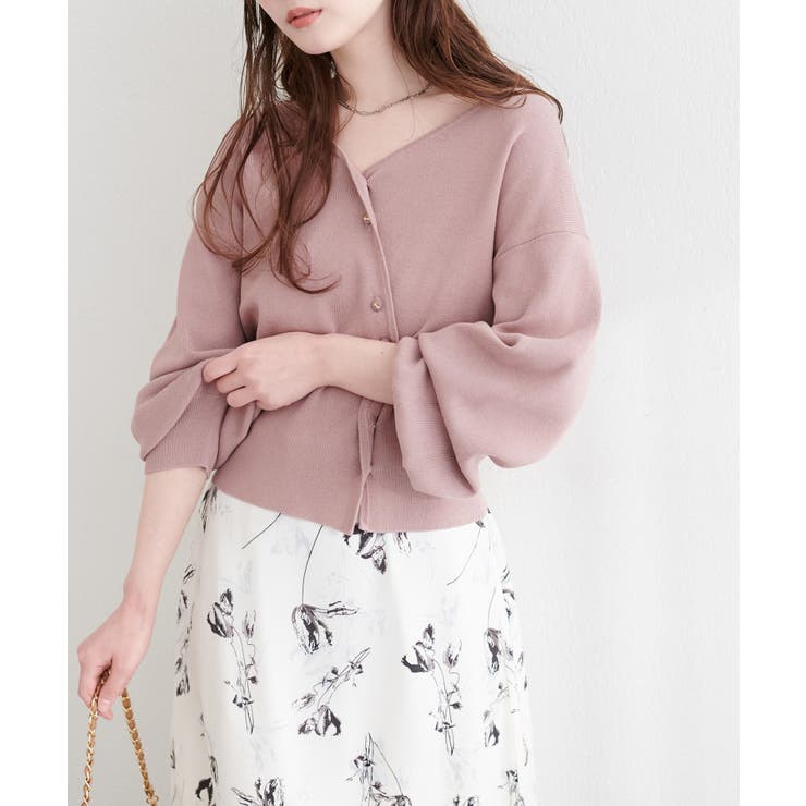 ピンク | 【natural couture】アシメデザイン釦カーデ | NICE CLAUP / OLIVE des OLIVE　OUTLET