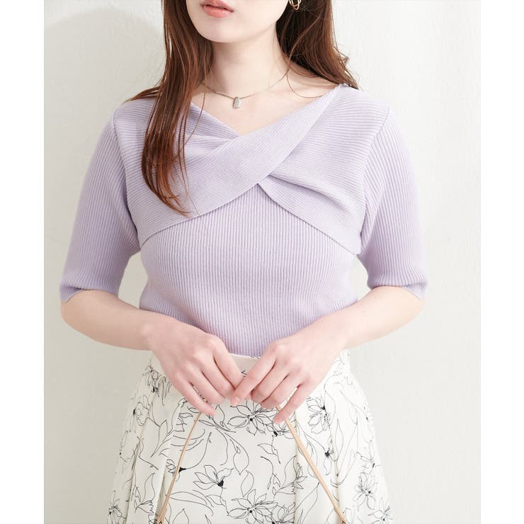 ラベンダー | 【natural couture】ねじりデザインニット | NICE CLAUP / OLIVE des OLIVE　OUTLET