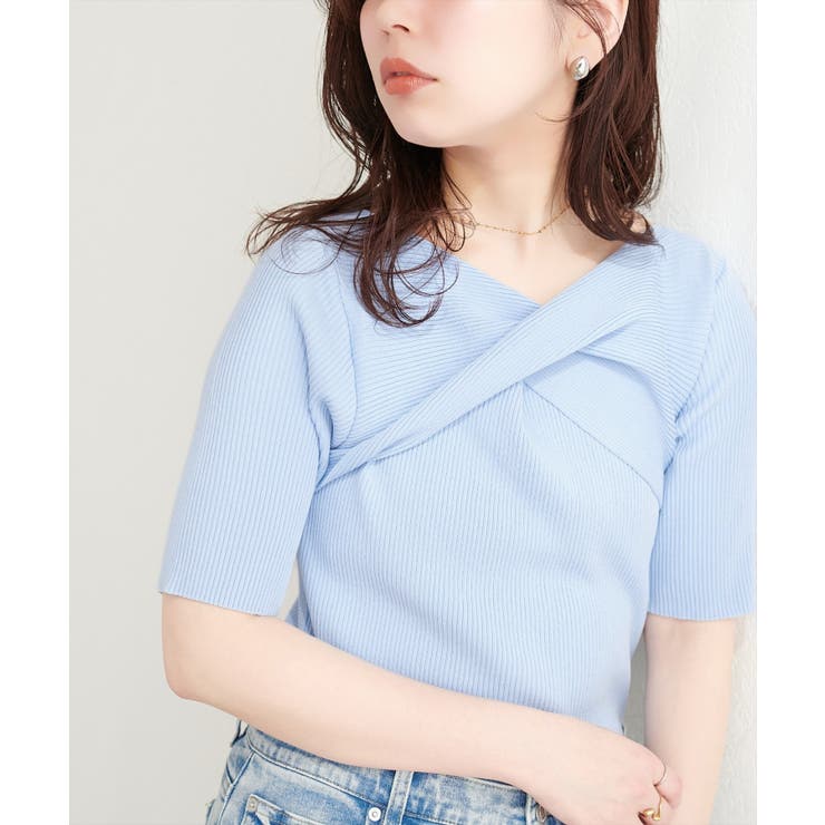 ブルー | 【natural couture】ねじりデザインニット | NICE CLAUP / OLIVE des OLIVE　OUTLET