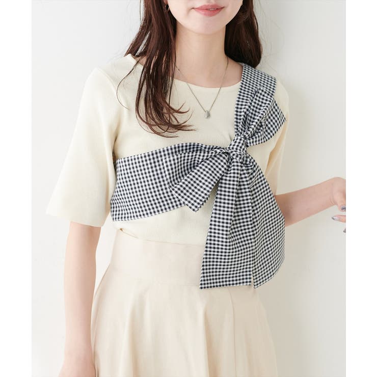 アイボリー | 【natural couture】リボン付きニット | NICE CLAUP / OLIVE des OLIVE　OUTLET