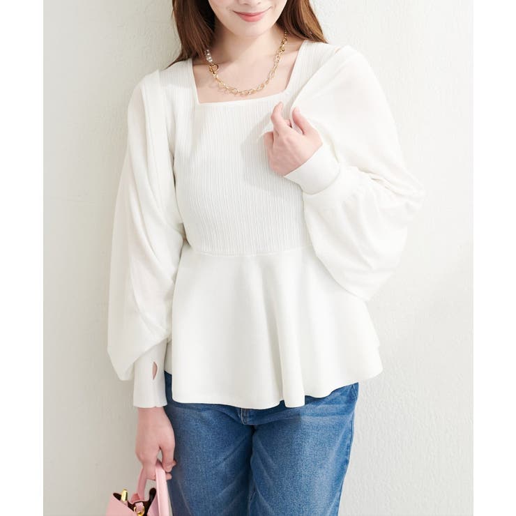 【natural couture】UVカット付きボレロ×ペプラムニットSET | NICE CLAUP / OLIVE des OLIVE　OUTLET | 詳細画像3 