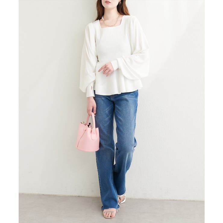 【natural couture】UVカット付きボレロ×ペプラムニットSET | NICE CLAUP / OLIVE des OLIVE　OUTLET | 詳細画像4 